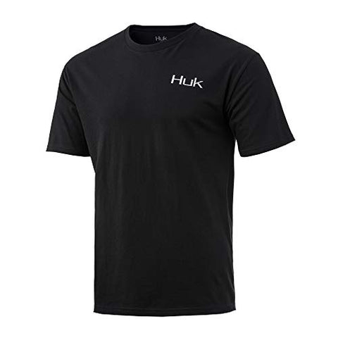 HUK Camo Badge Short Sleeve Shirt, Black, Medium - H1000235-001-M