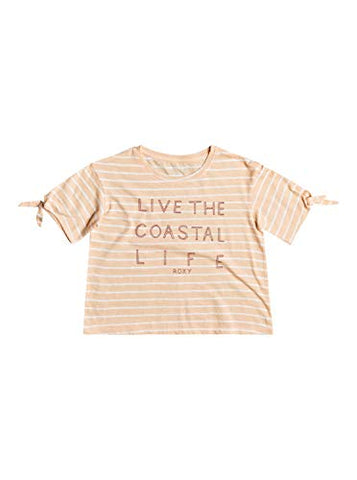 Roxy Girls' New Love T-Shirt, Apricot ICE Kuta Stripes, 8/S