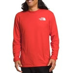 The North Face Men's Long Sleeve Box Tee, Vaporous Grey/Fiery Red LG