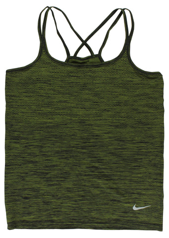 Nike Women's Dri Fit Knit Running Tank Top Army Green L