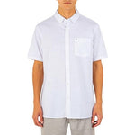 Hurley mens One and Only Textured Short Sleeve Up Button Down Shirt, White, Medium US