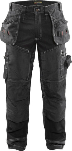 Blaklader Men's X1600 Cotton Durable Work Pants with Cordura Reinforced Pockets, Black, 38W x 36L