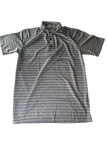 Badger - Mens Stripe Polo ( size M ) Gray / Steel