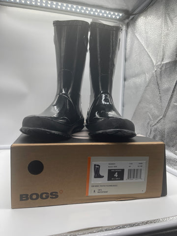 BOGS Unisex-Child Kids Rubber Waterproof Rain Boot for Boys and Girls color: Black / size: 4 Big Kid