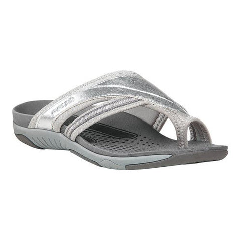 Propet Women's Corinne XT Slide Sandal, Silver/Grey, 6.5 M US