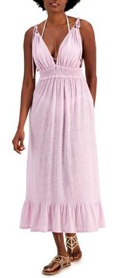 Miken Women's Smocked MIDI Dress Cover-up, Created for Macy's - Orchid Bouquet