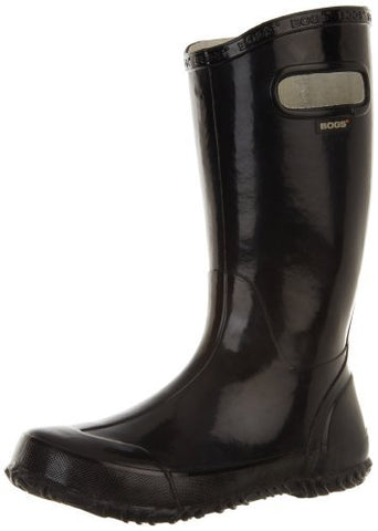 Bogs Kids Rubber Waterproof Rain Boot Boys Girls, All Black, 4 M US Big Kid