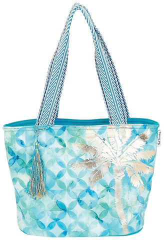 Paul Brent Medium St. Croix Palm Tree Beach Bag Tote One Size Blue multi