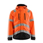 BLAKLADER Men's Shell Windproof Water-Resistant Lightweight High Visibility Reflective Safety Jacket, Orange Hi-Viz/Black