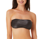 California Waves Juniors' Metallic Shine Bandeau Bikini Top, Created for Macy's - Black