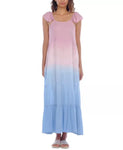 Raviya Women's Tiered Maxi Dress Cover-Up Women's Swimsuit Mauve Ombre X-Large