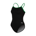 Dolfin Women's Reliance Varsity Solid String Back Black/Green 28