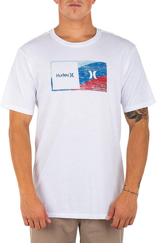 Hurley mens Icon Slash Gradient T-shirt T Shirt, White/Chile Red, X-Large US
