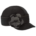 Stormy Kromer Petal Pusher Cap - Decorative Wool Hat with Earflap Black/Charcoal 7