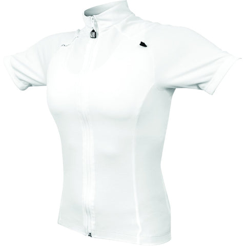 De Soto Women\'s Bike Jersey w/ 3 Back Pockets & Full Front Zip (White, Medium)