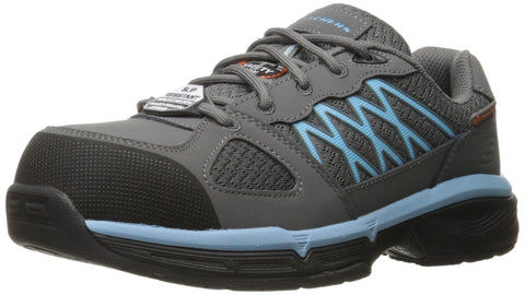 Skechers for Work Women's Conroe Kriel Work Shoe,Gray/Blue,6 M US