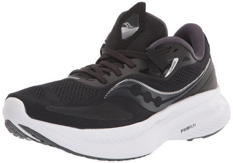 Saucony Women's Guide 15 Running Shoe, Black/White, 9.5 Wide