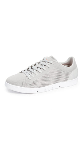 SWIMS Men’s Lightweight Breeze Tennis Knit Machine-Washable Sneakers, Light Grey/White, 8.5