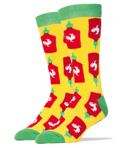 Oooh Yeah! Socks, Mens Cotton Crew Sock (Holy Sriracha!)