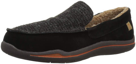 Acorn Men's Ellsworth Moc Slippers with Suede Upper and Berber Lining, Black, 7