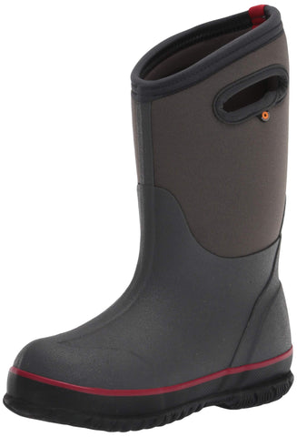 Bogs Classic High Waterproof Insulated Rubber Neoprene Rain Boot, Texture-Dark Gray, 5 US Unisex Big Kid