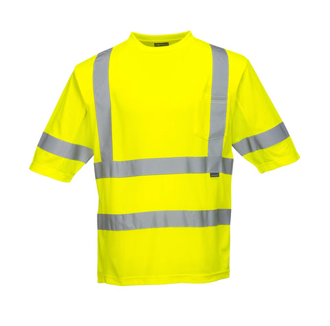 Portwest S397 Mesh Panel Cotton Class 3 Safety T-Shirt Yellow, X-Large