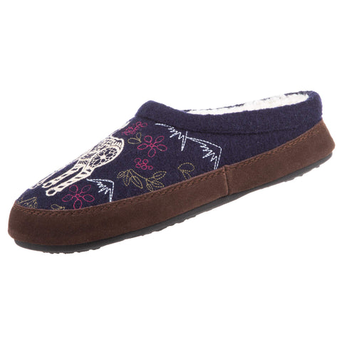 Acorn Women's Clog Slipper, Multi-Layer Memory Foam Footbed with A Soft Berber Lining and Suede Sidewall, Forest Mule-Navy Blue Moose, 8-9