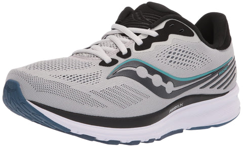 Saucony Men's Ride 14 Running Shoe, Fog/Black/Storm, 10.5