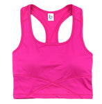 Boxercraft Solid Raspberry Pink Middie Poly Spandex with Mesh Inserts Athletic Tank Cropped top, Small