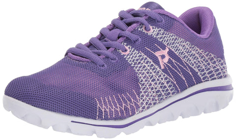 Propet Women's TravelActiv Knit Walking Shoe, Purple/Pink, 8 M US