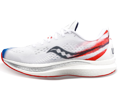 Saucony Women's Endorphin Speed 2 Running Shoe, RED/White/Blue, 9.5