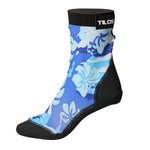 Tilos Sport Skin Socks for Adults and Kids, Protect Against Hot Sand & Sunburn for Water Sports & Beach Activities (L, Blue Flower)