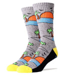 Oooh Geez Socks Men's Athletic Crew Socks, Sunset, Gray/yellow (osfm)