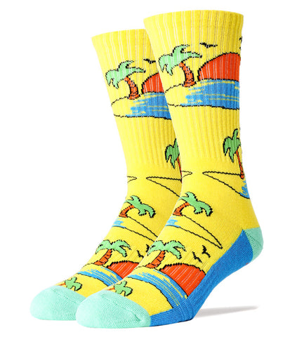 Oooh Geez Socks Men's Athletic Crew Socks, Sunset, Yellow/blue (osfm))