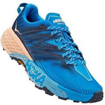 HOKA Women's Speedgoat 4 All-Terrain Running Shoes in Blue/Orange, Size 4.5