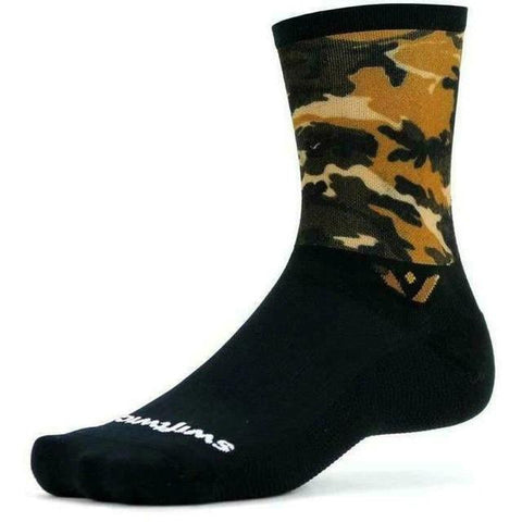 Swiftwick Vision Six Impression Running and Cycling Socks, Performance Crew (Camo, Large/X-Large)