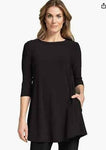 Sympli Womens 3/4 Sleeves, Trapeze Tunic Style 23155-2 Black/White 12